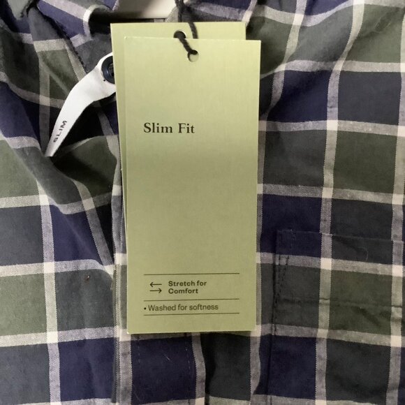 Goodfellow & Co Slim Fit Plaid Shirt Men Sz Medium Long Sleeve Mountain Spruce - Picture 6 of 10